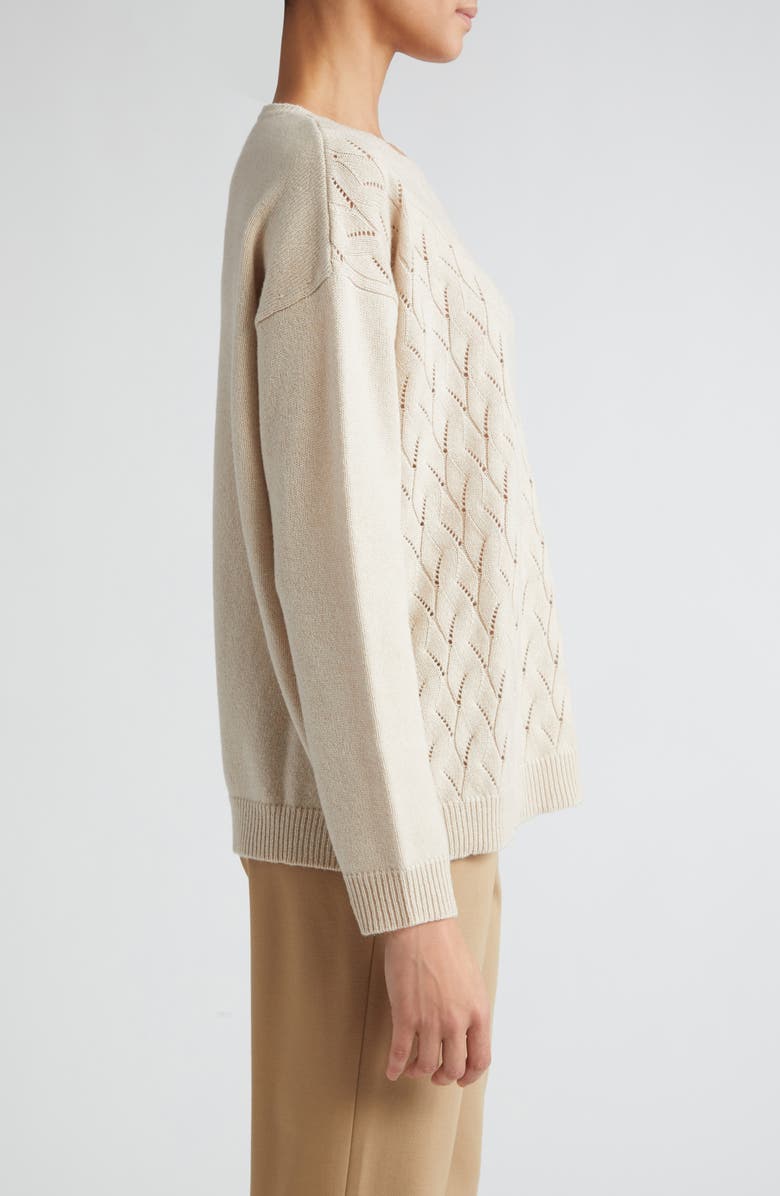 Max Mara Studio Certo Open Cable Stitch Wool & Cashmere Sweater, Alternate, color, 