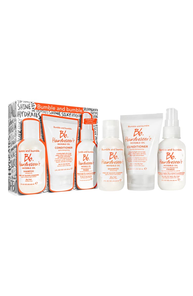 Bumble and bumble. Travel-Size Hydrating + Frizz Reducing Hair Set $48 Value, Main, color, 