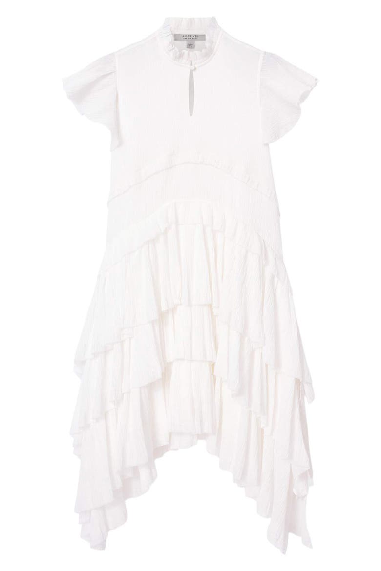 Cavalry Layered Ruffle High-Low Dress, Alternate, color, CHALK WHITE