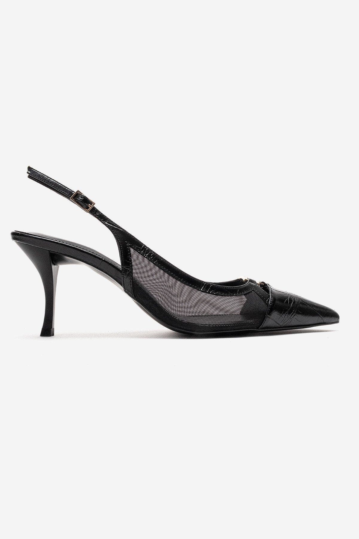 Prologue Shoes Orella Stiletto Mesh Pump, Alternate, color, Black Print