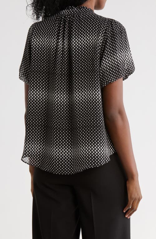 Adrianna Papell Bubble Sleeve Covered Button-up Top In Black