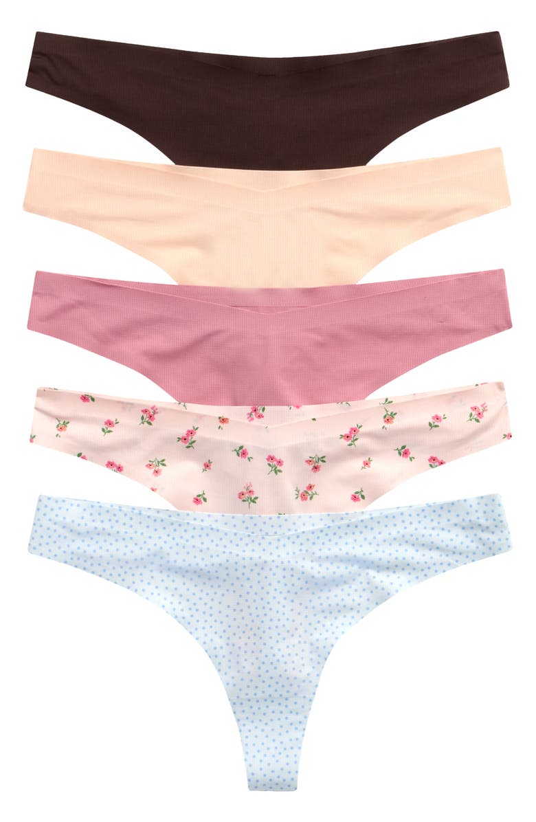 Honeydew Assorted 5-Pack Thongs, Main, color, Basics 1 Colors