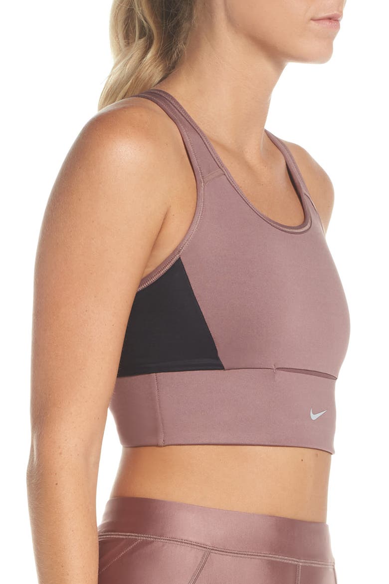 Swoosh Pocket Sports Bra, Alternate, color, SMOKEY MAUVE/ BLACK/ BLACK
