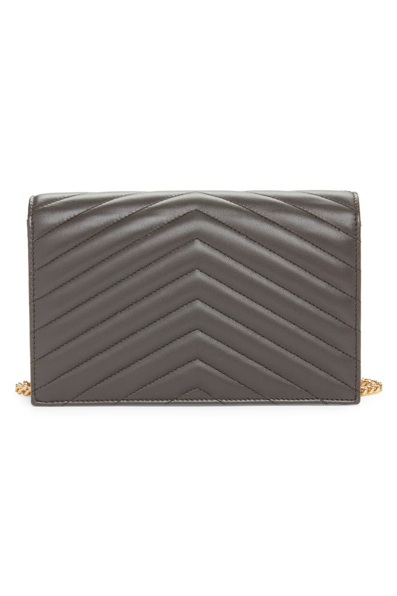 Cassandre Quilted Leather Wallet on a Chain, Alternate, color, URBAN GREY