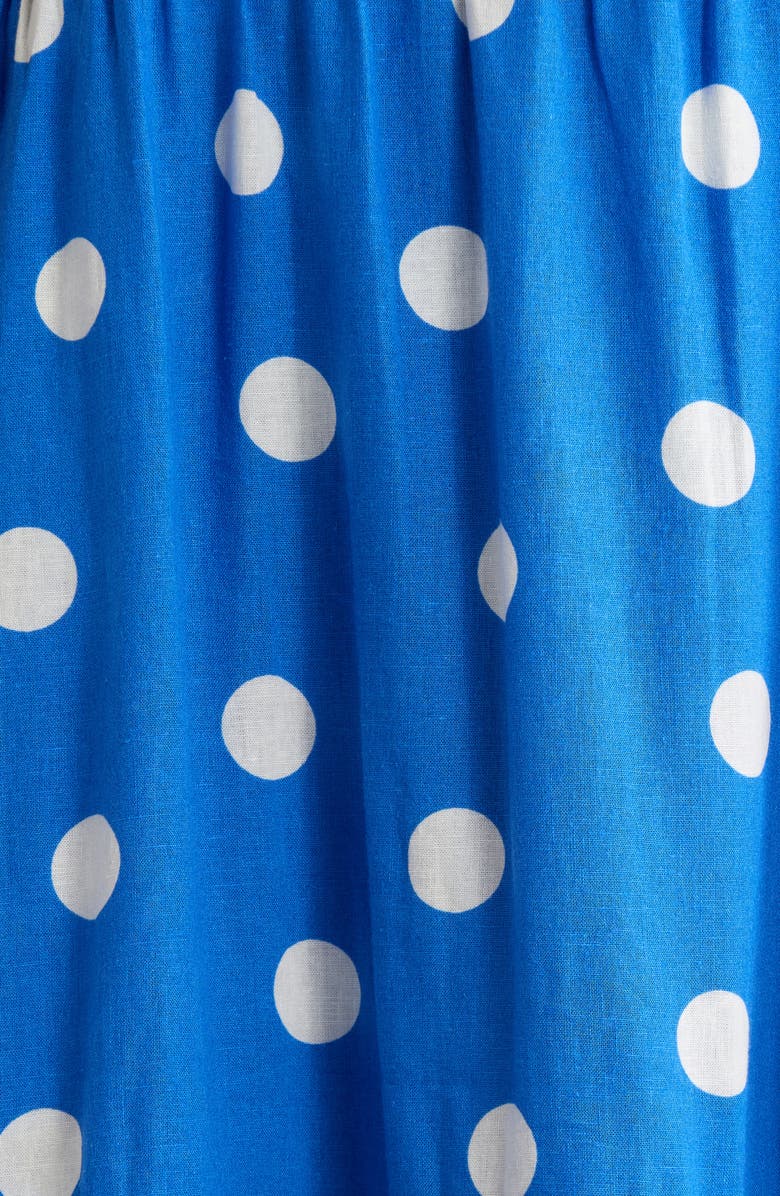 Caslon<sup>®</sup> Puff Sleeve Linen Blend Midi Dress, Alternate, color, Blue Palace- Ivory Tulla Dot