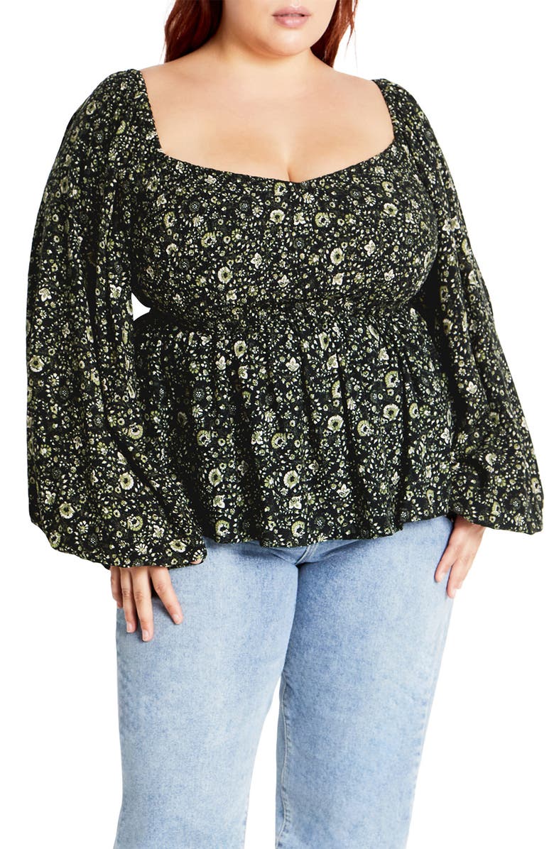City Chic Dahlia Peasant Top, Main, color, 