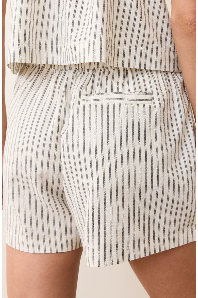Allison Stripe Hemp Blend Shorts, Alternate, color, CREAM/ NAVY STRIPE