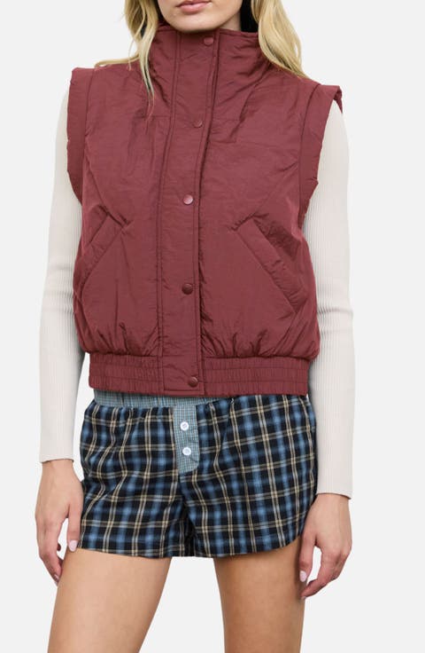 Cropped Mock Neck Puffer Vest