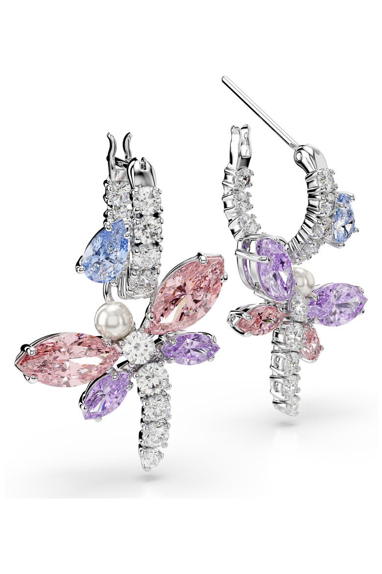 x Ariana Grande Multicolor Crystal Drop Huggie Hoop Earrings, Alternate, color, SILVER/ MULTI
