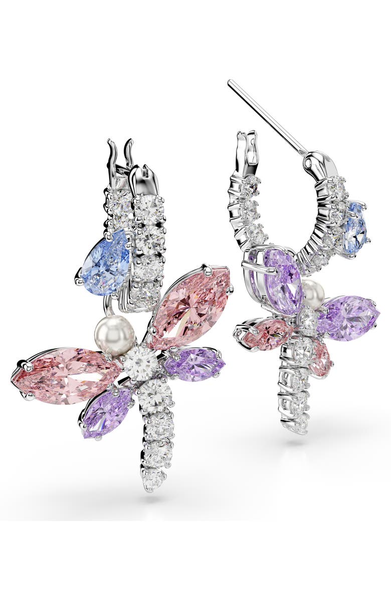 Swarovski x Ariana Grande Multicolor Crystal Drop Huggie Hoop Earrings, Alternate, color, Silver/ Multi