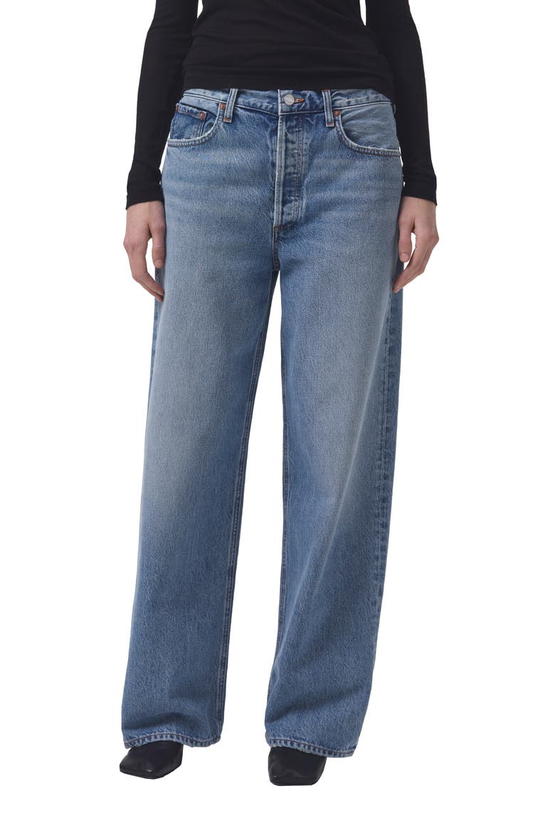 agolde cigarette low slung Straight Leg in Traction flattering silhouette AGOLDE Low-Slung Baggy Jeans -