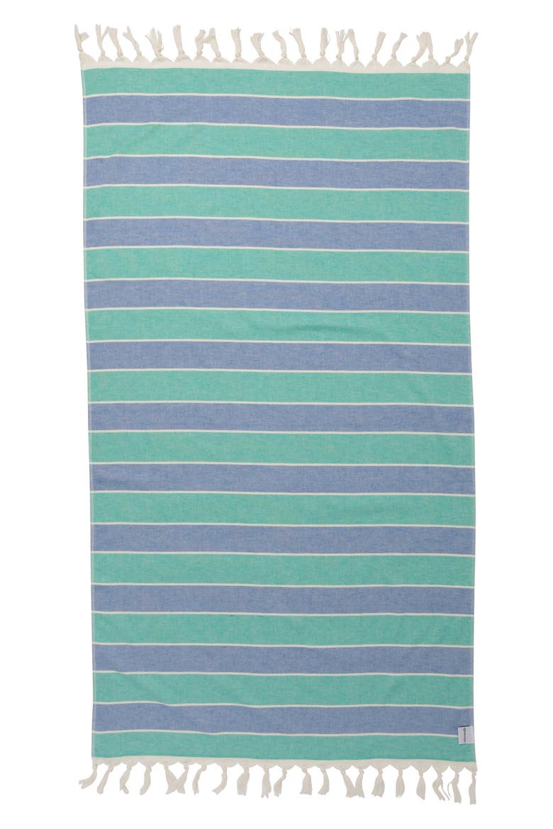 Multi Stripe Terry Cloth Lined Turkish Towel, Main, color, Mint and Blue