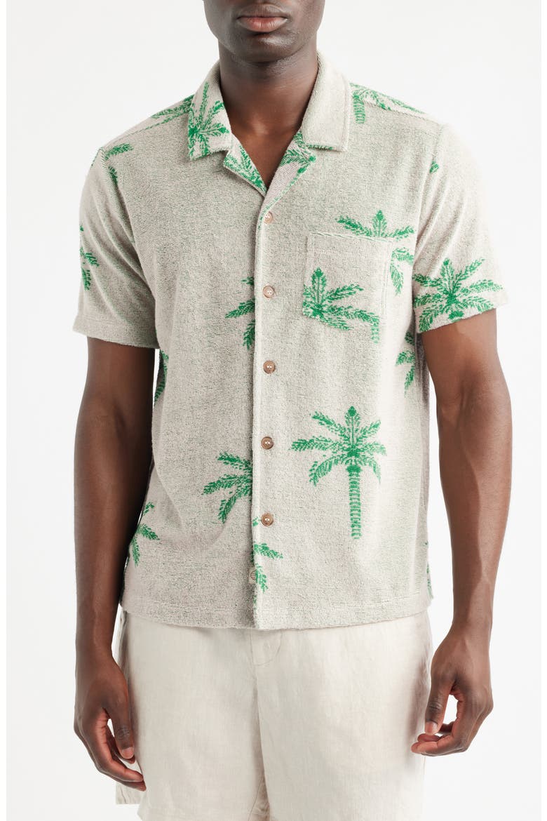 Terry Cloth Camp Shirt, Main, color, MARLED PINK