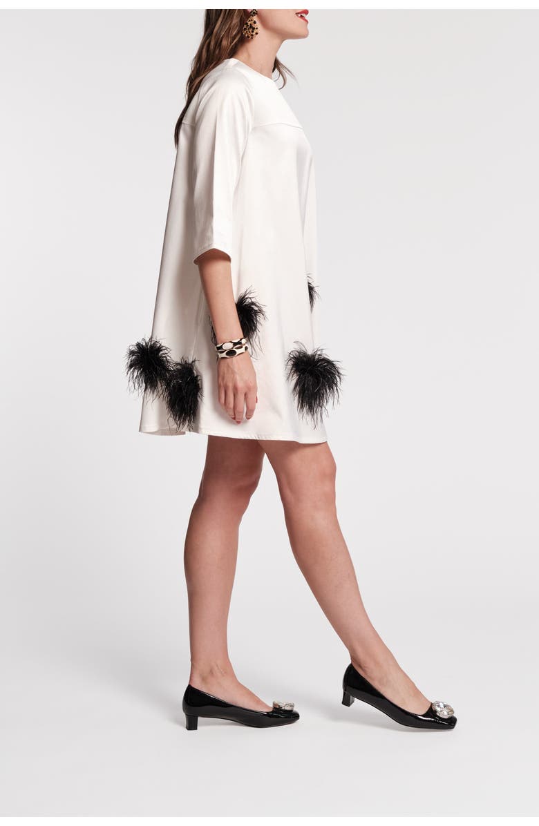Frances Valentine Edie Mini Dress Feather Pouf, Alternate, color, Oyster/Black