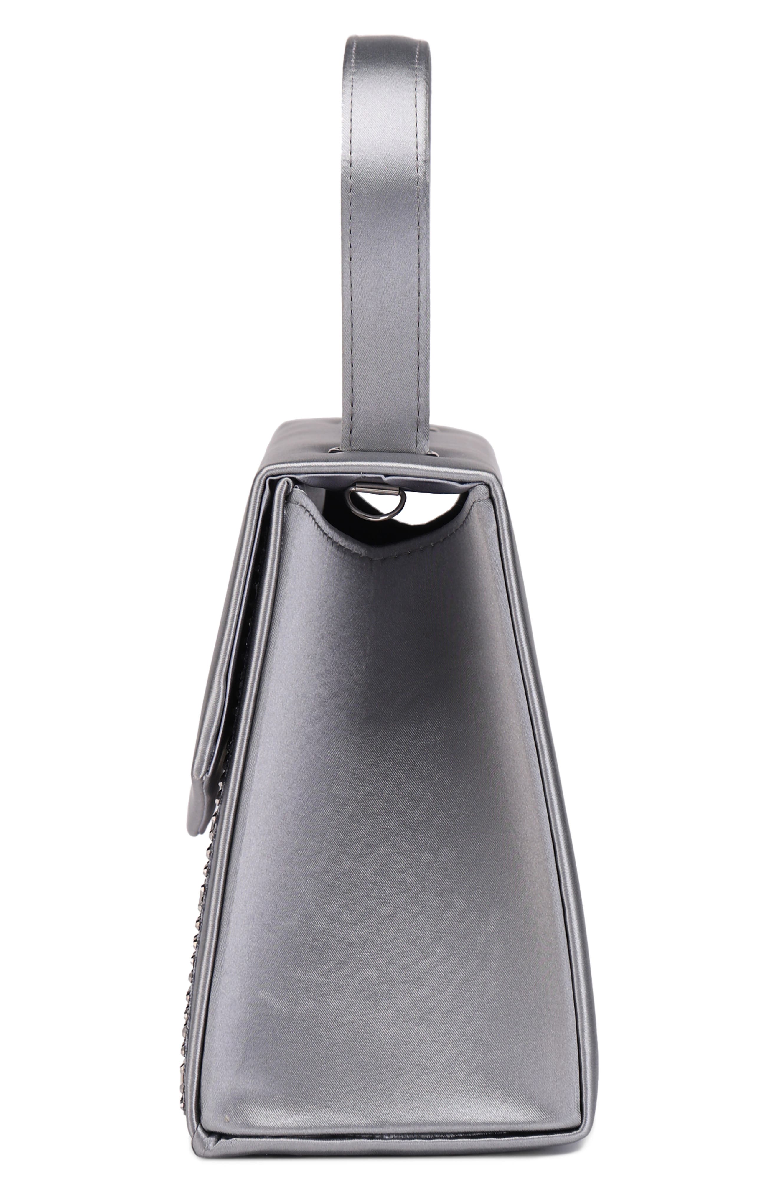 Linda Crystal Satin Clutch, Alternate, color, PEWTER