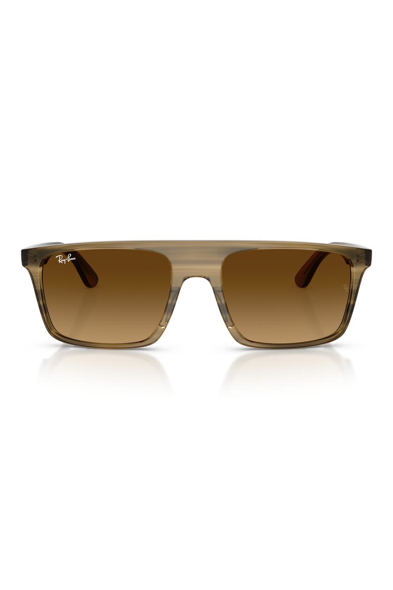 57mm Gradient Square Sunglasses, Main, color, STRIPED GREEN / GRADIENT BROWN