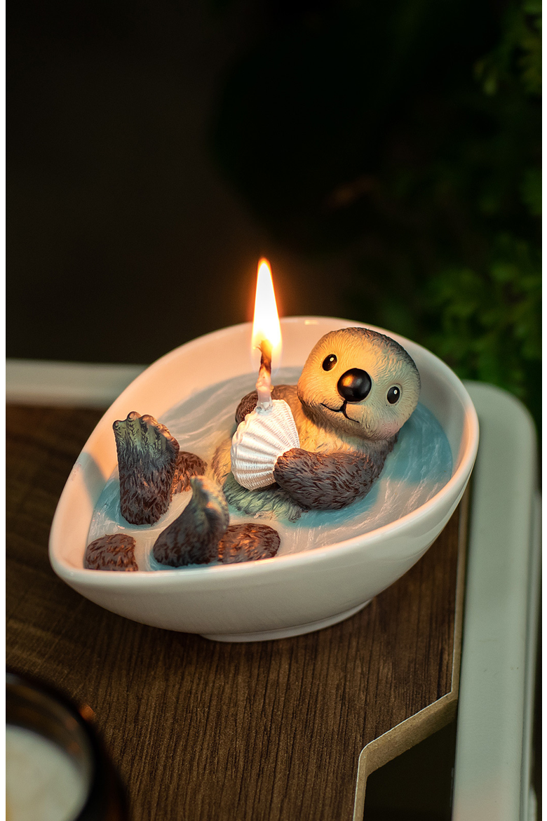 Sea Otter Candle, Alternate, color, White