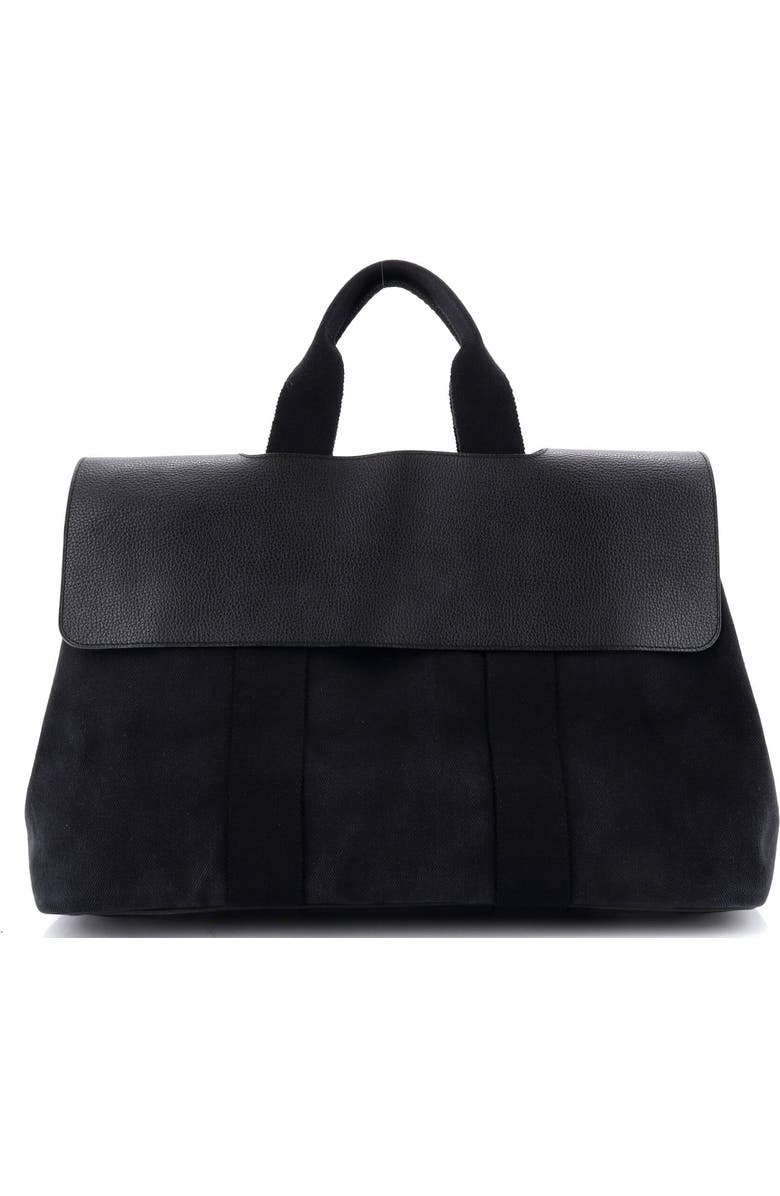 Pre-Owned Hermes Valparaiso Bag Toile and Leather MM, Main, color, Noir