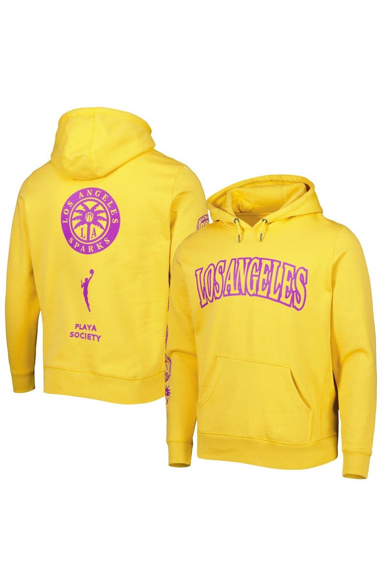 Playa Society Gold Los Angeles Sparks Legacy Logo Pullover Hoodie, Main, color, Gold