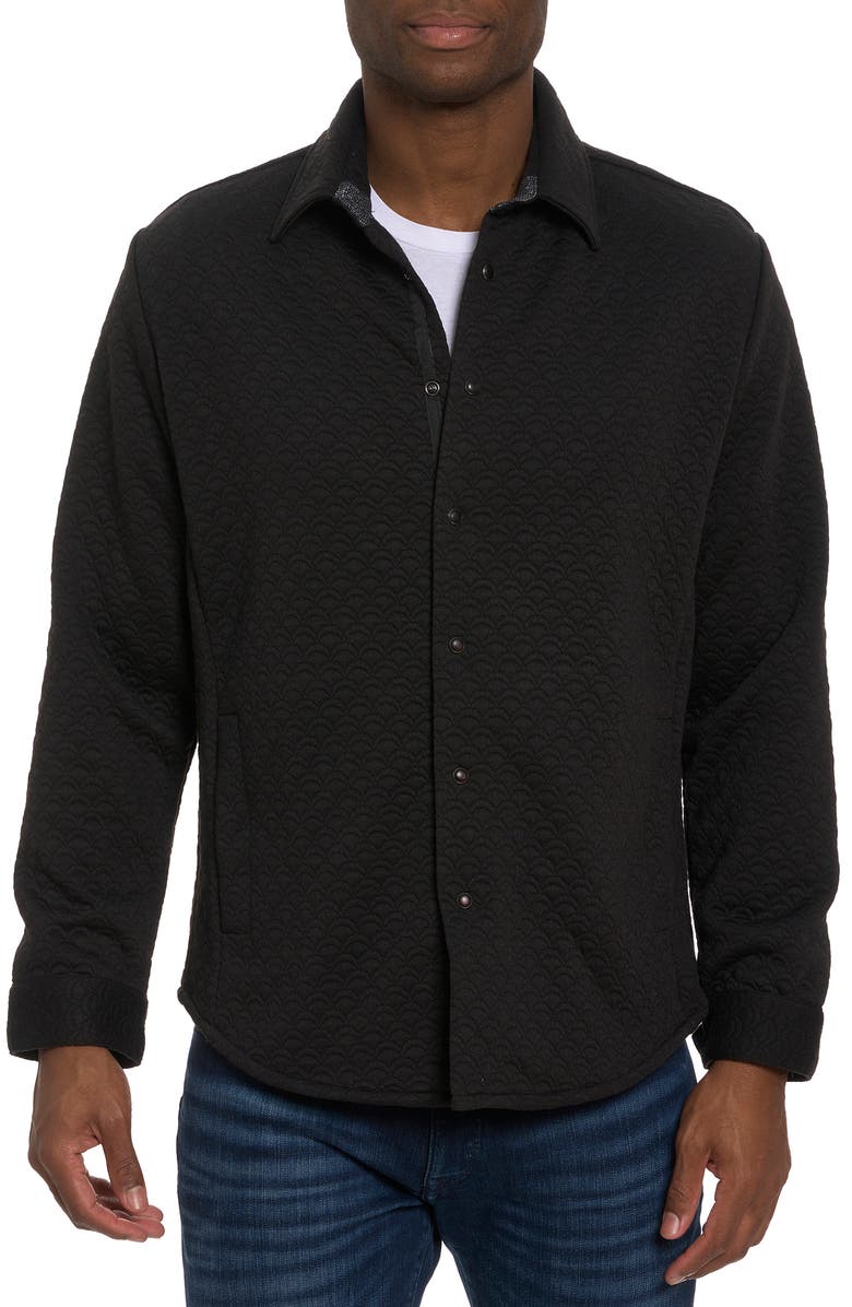 Robert Graham Downey Knit Snap Front Shirt, Main, color, Black