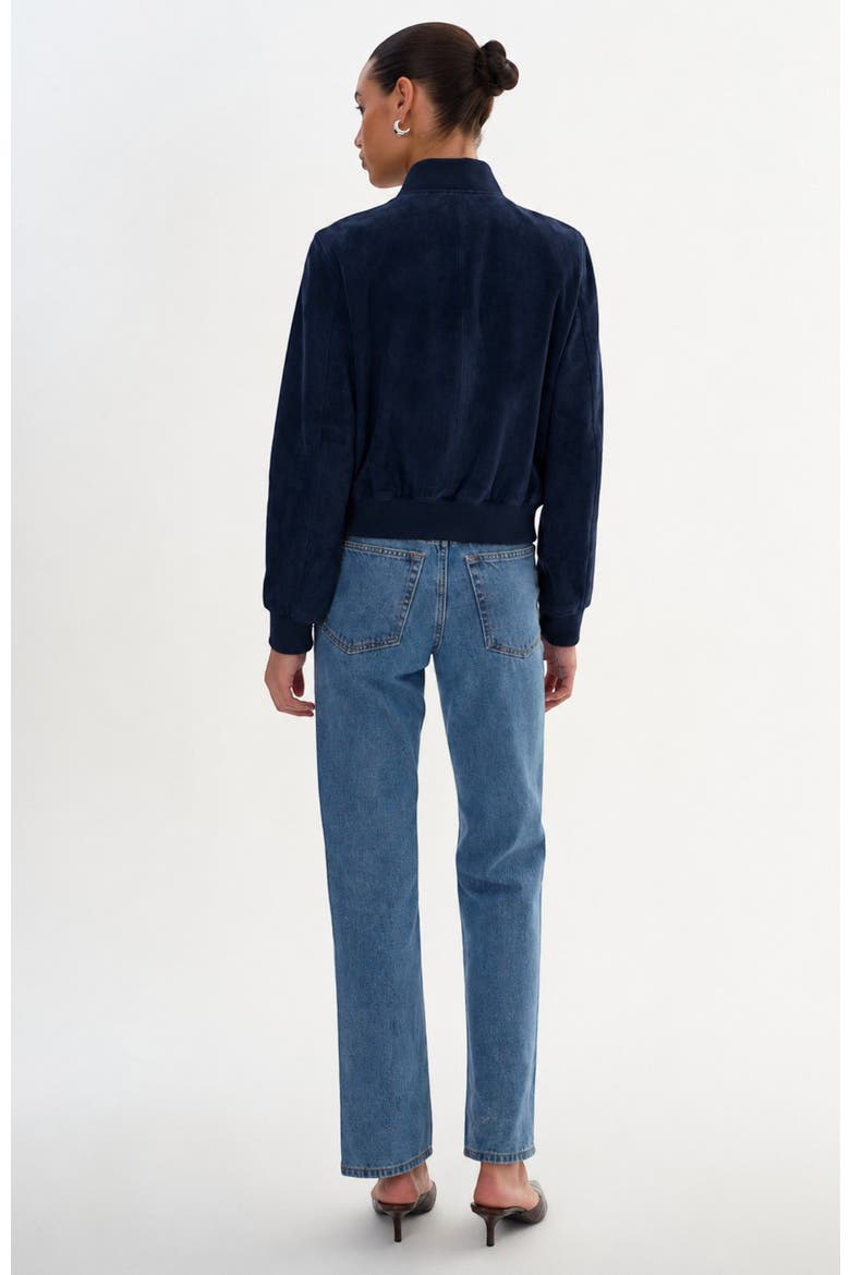 KEATON | Suede Bomber Jacket, Alternate, color, Navy