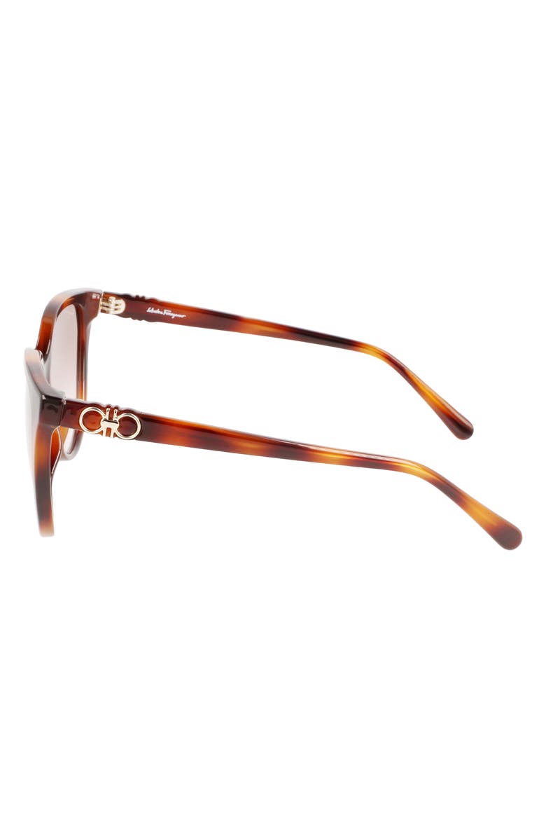 FERRAGAMO 57mm Gradient Cat Eye Sunglasses, Alternate, color, Tortoise