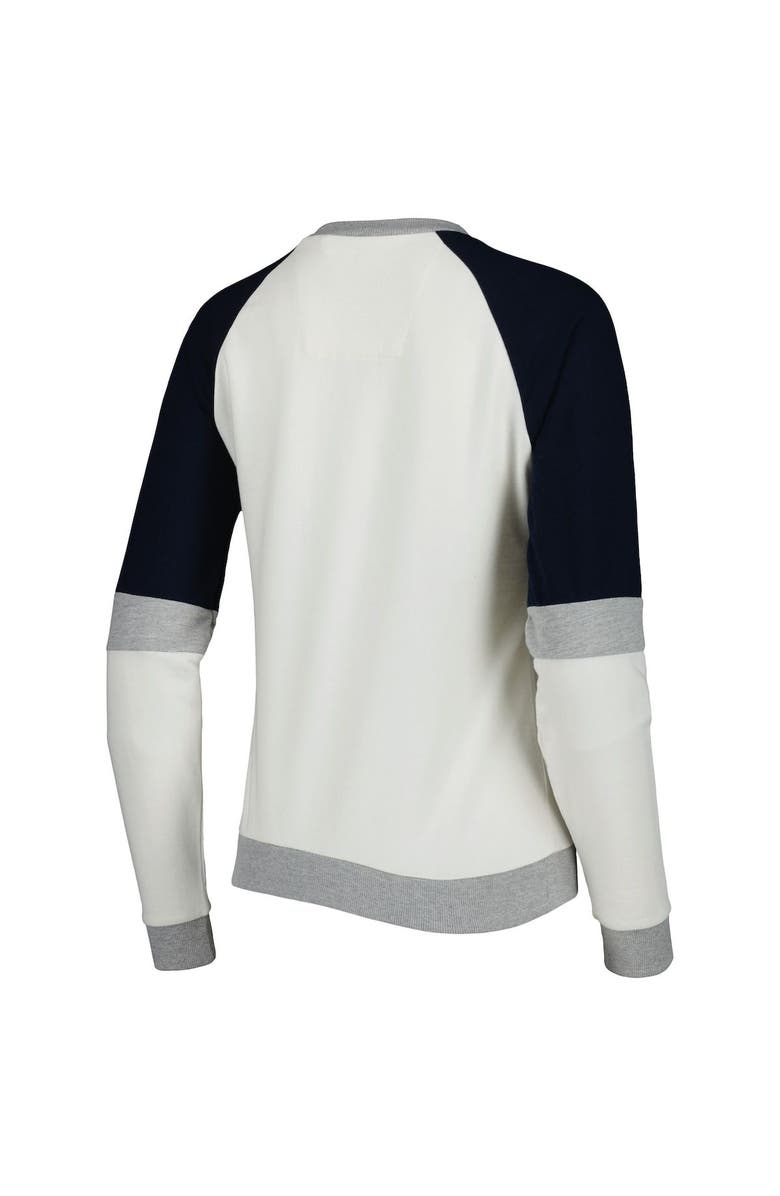 ANTIGUA Women's Antigua Cream/Navy Tennessee Titans Avenue Raglan Pullover Sweatshirt, Alternate, color, 