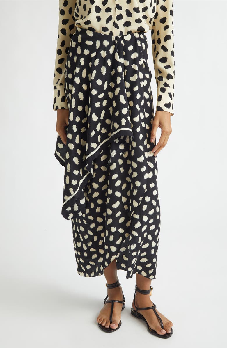 Johanna Ortiz Captivation Print Silk Skirt, Main, color, Black / Ecru