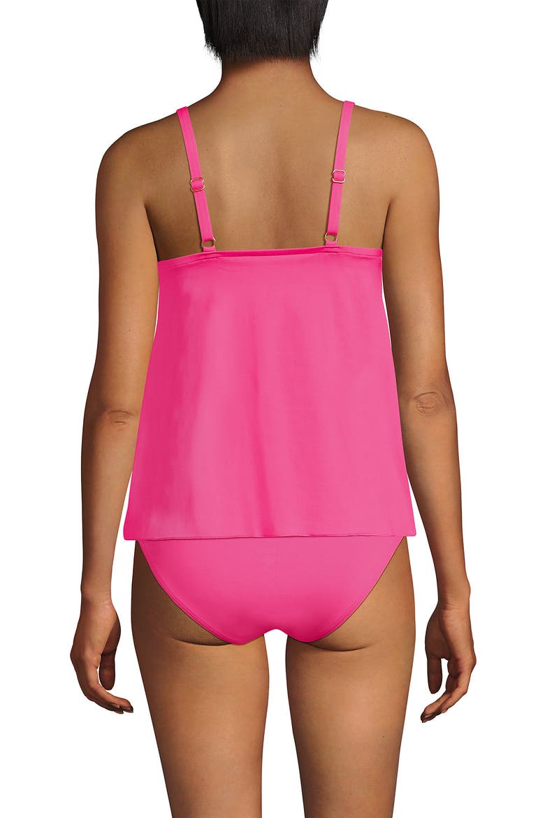 D-Cup Chlorine Resistant V-Neck Tulip Hem Tankini Swimsuit Top with Adjustable Straps, Alternate, color, Pink Azalea
