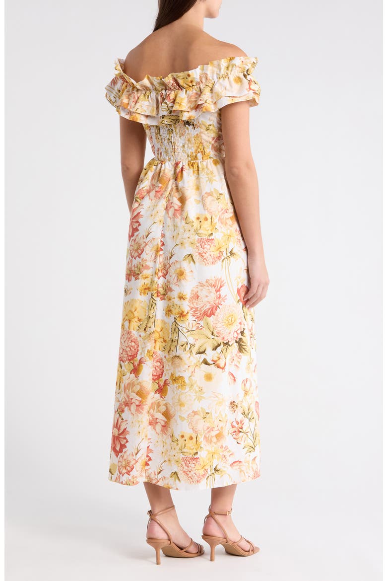 Zury Floral Jana Ruffle Maxi Dress, Alternate, color, CORAL-MULT