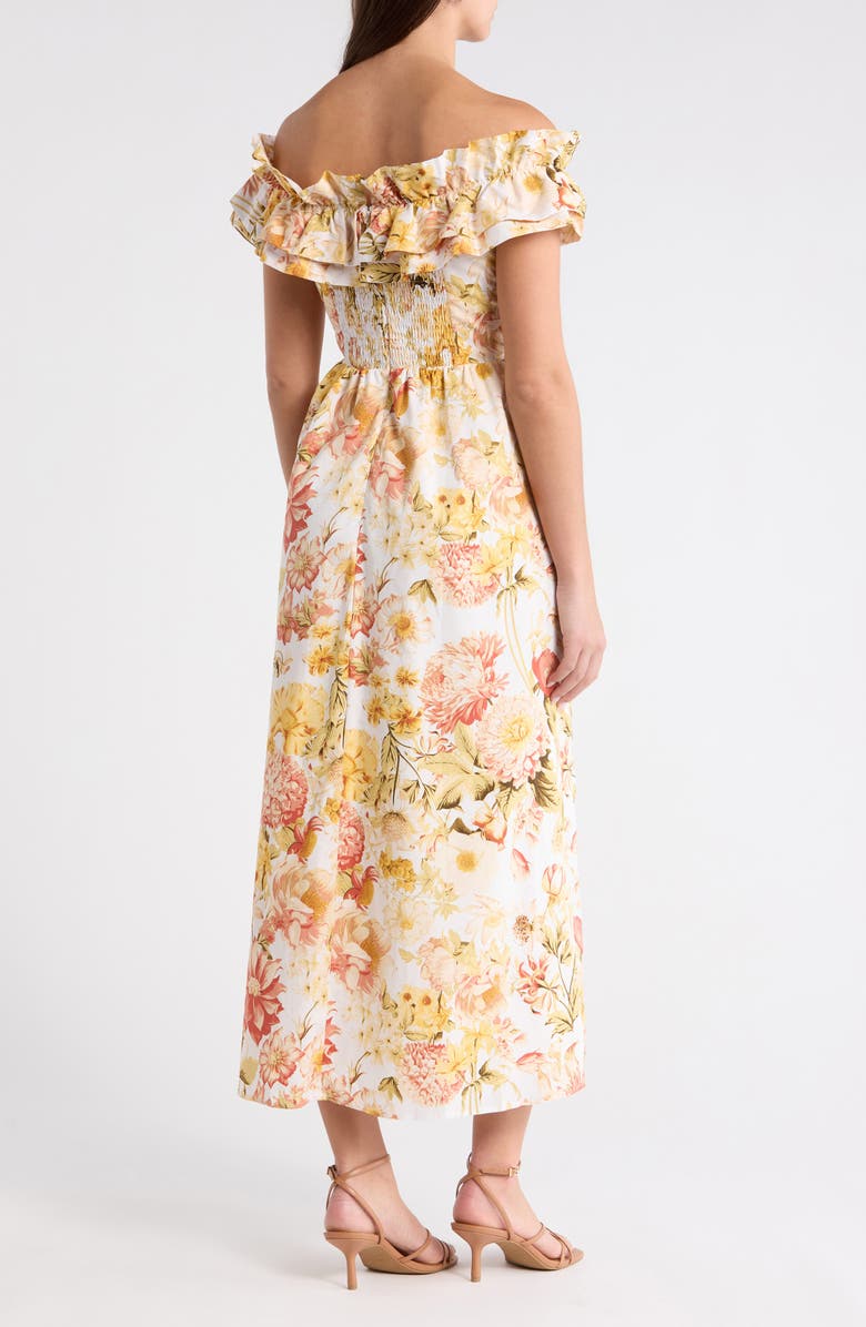 SUGARLIPS Zury Floral Jana Ruffle Maxi Dress, Alternate, color, Coral-Mult
