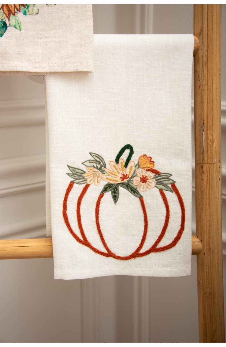 C&F Home Autumn Botanical Pumpkin Floral 100% Cotton Handtowel, Alternate, color, Beige