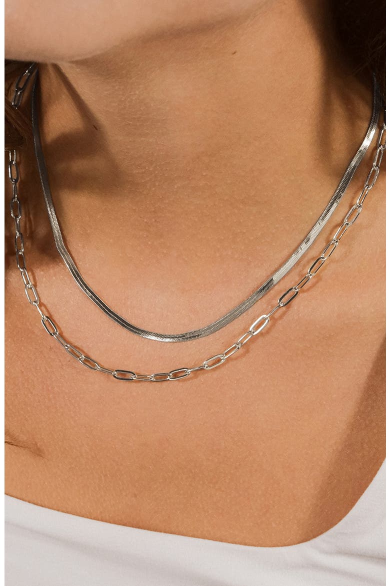 Brinley Layered Chain Necklace, Alternate, color, SILVER