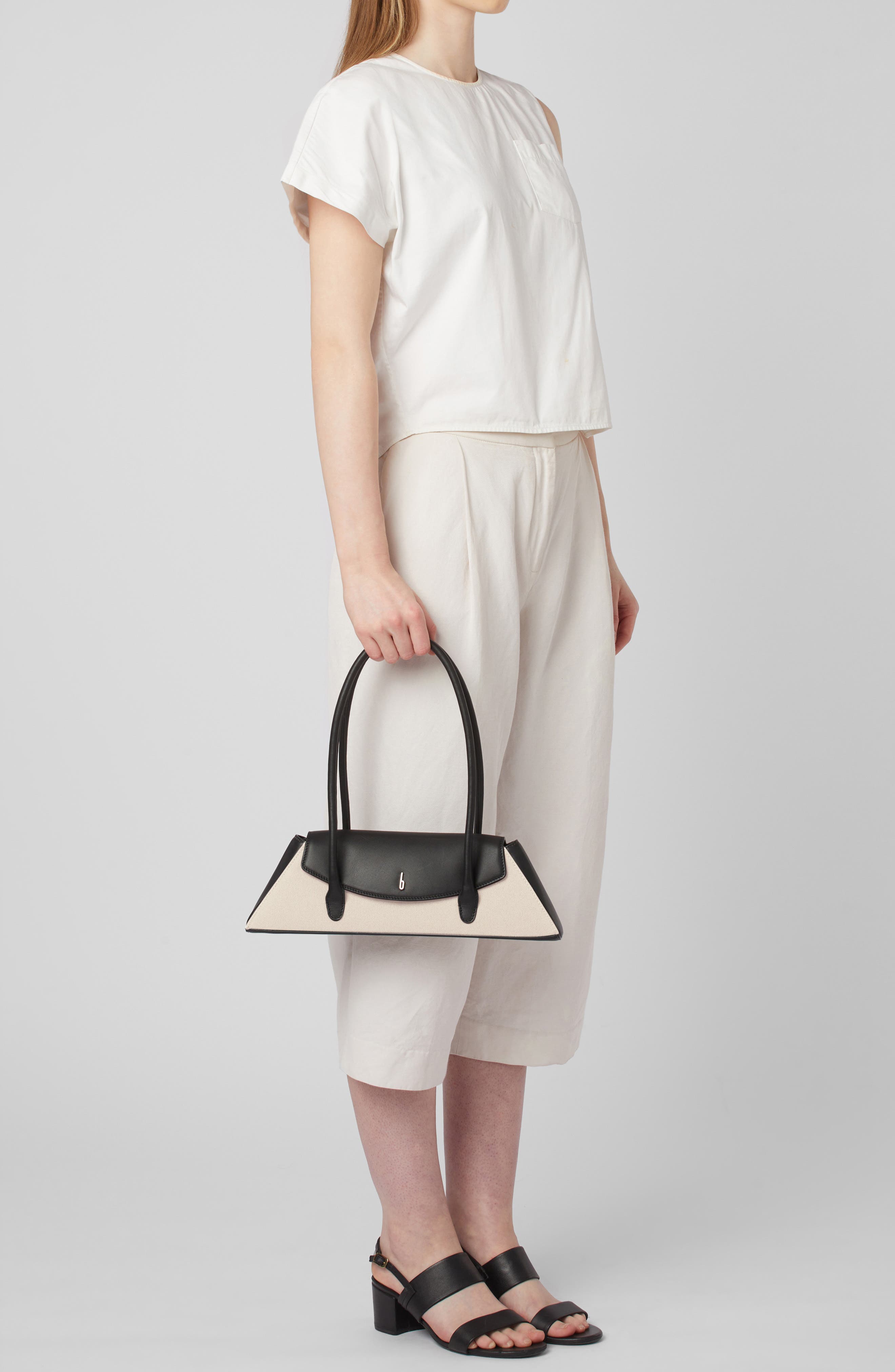 behno Diana Canvas Shoulder Bag, Alternate, color, Sand/ Black