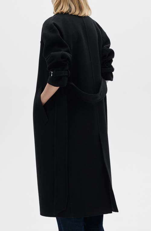 Mango Manteau Fait Main Avec Ceinture In Black
