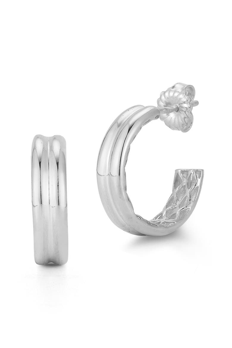 Double Row Hoop Earrings, Main, color, SILVER