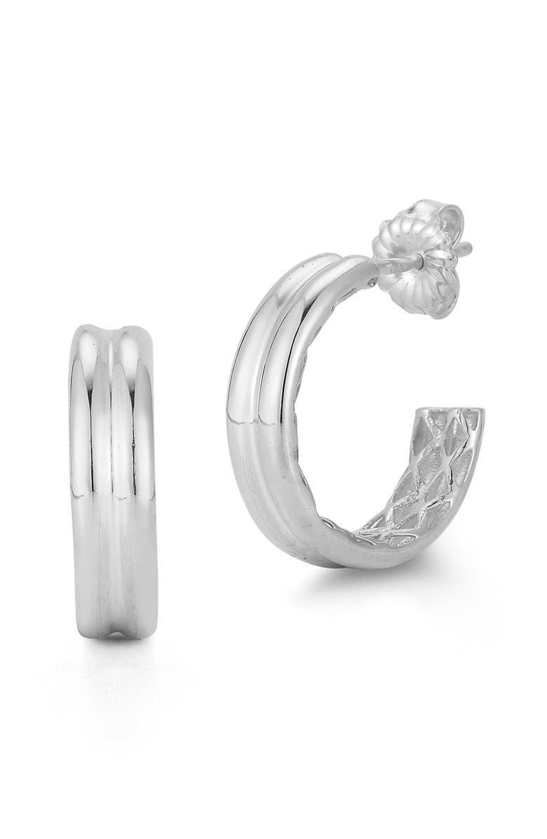 CHLOE AND MADISON Double Row Hoop Earrings, Main, color, Silver