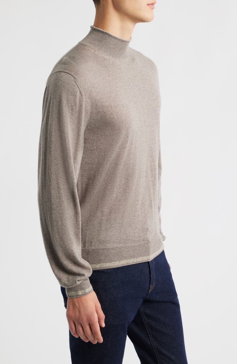 Canali Mock Neck Wool & Silk Blend Sweater, Alternate, color, Beige