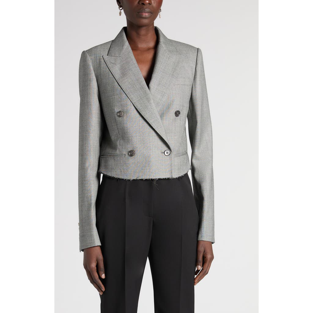 Alexander Mcqueen Mcqueen Crop Double Breasted Wool Blazer In Multi