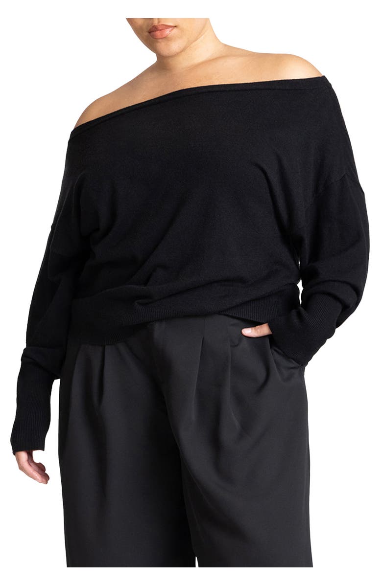 ELOQUII Slouchy Sweater, Main, color, Black Onyx