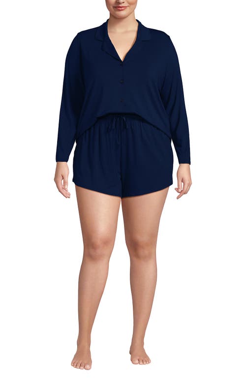 Lands' End Cooling 3 Piece Pajama Set In Blue