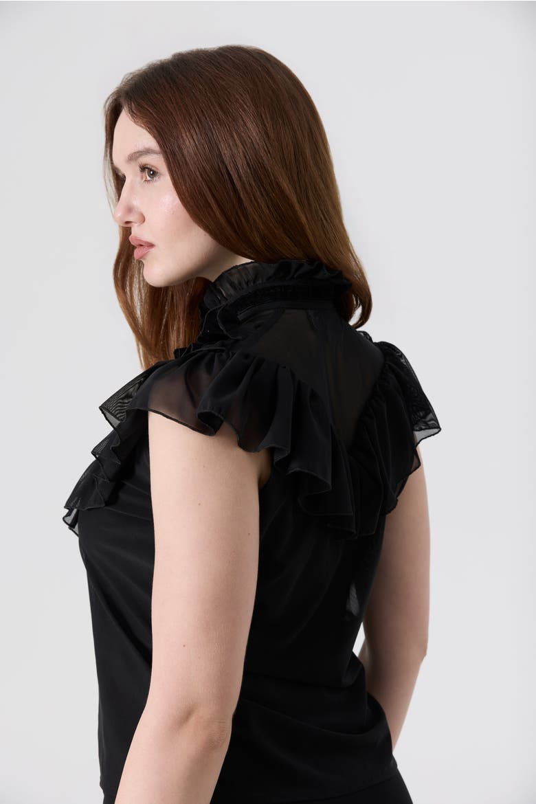Ruffles Top & High-Low Skirt Set, Alternate, color, Black