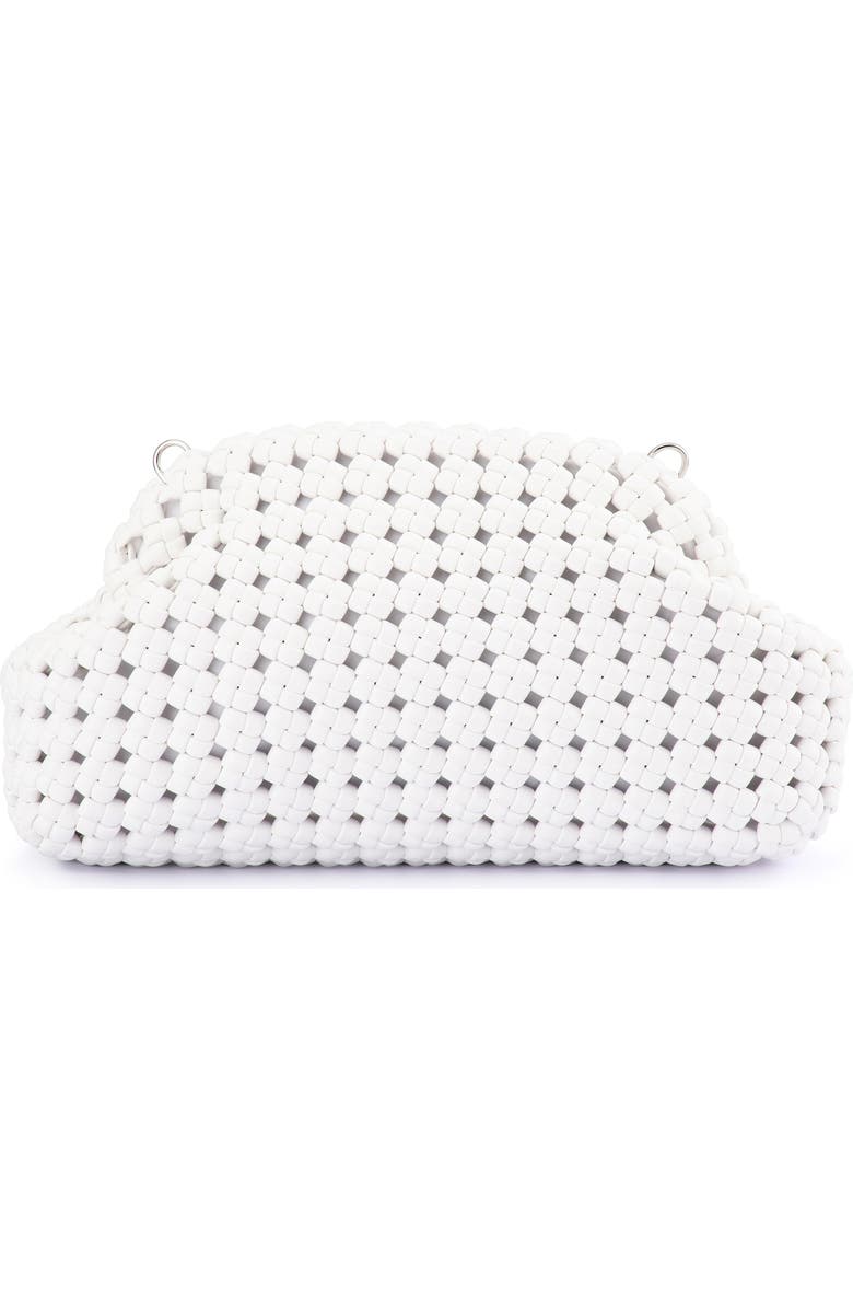 Olga Berg Everly Handwoven Faux Leather Frame Clutch, Main, color, White