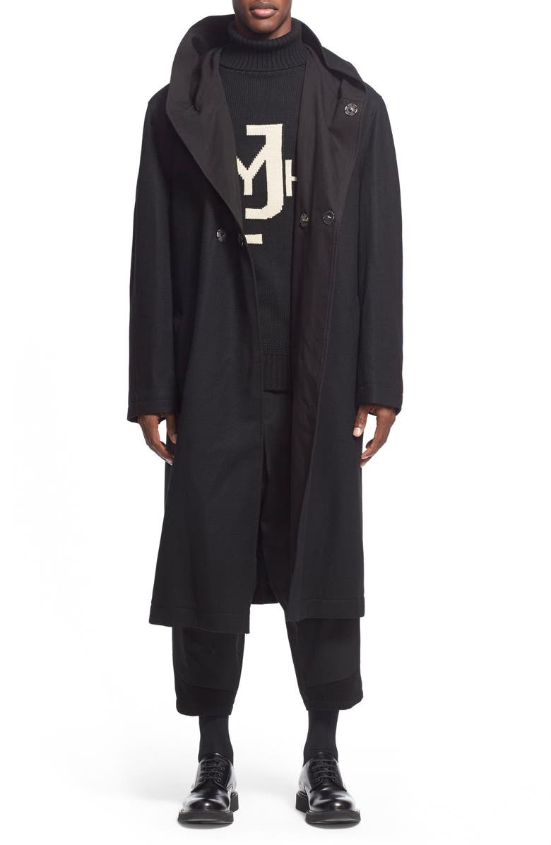 Yohji Yamamoto Yohji Yamamoto Wool Detail Crop Harem Pants, Alternate, color,