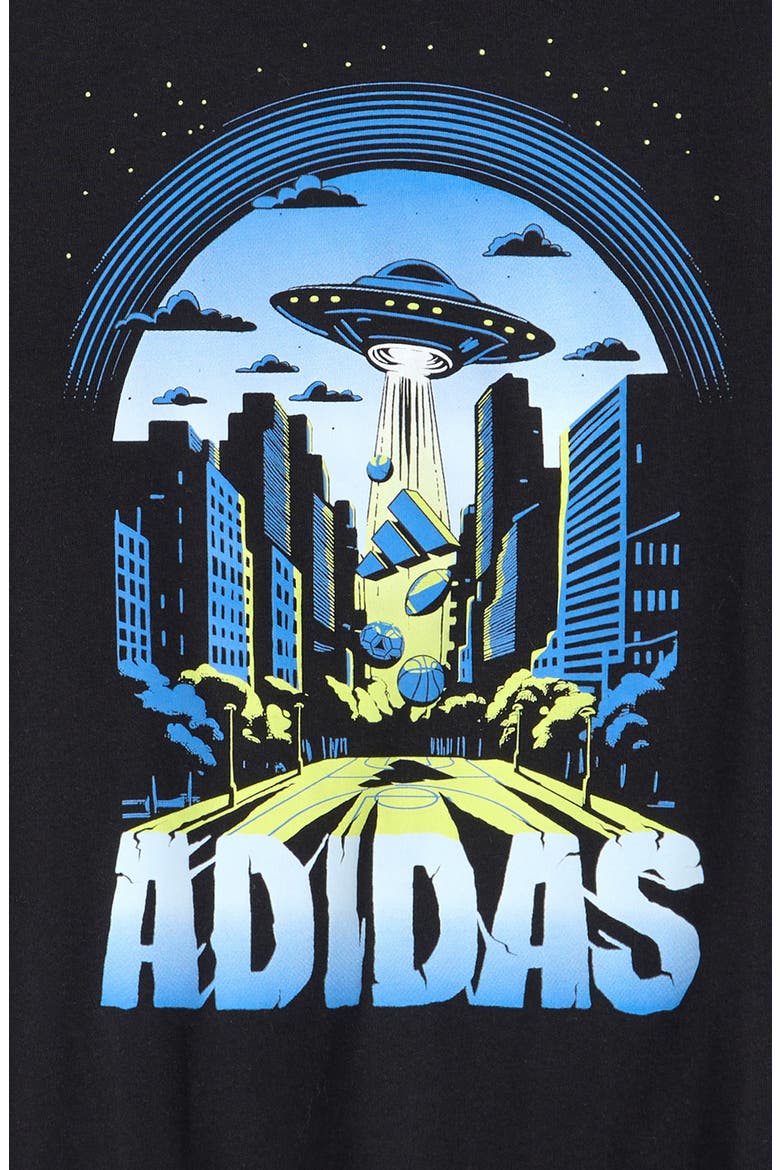 Kids' Glow in the Dark Space City Graphic T-Shirt, Alternate, color, BLACK MULTI