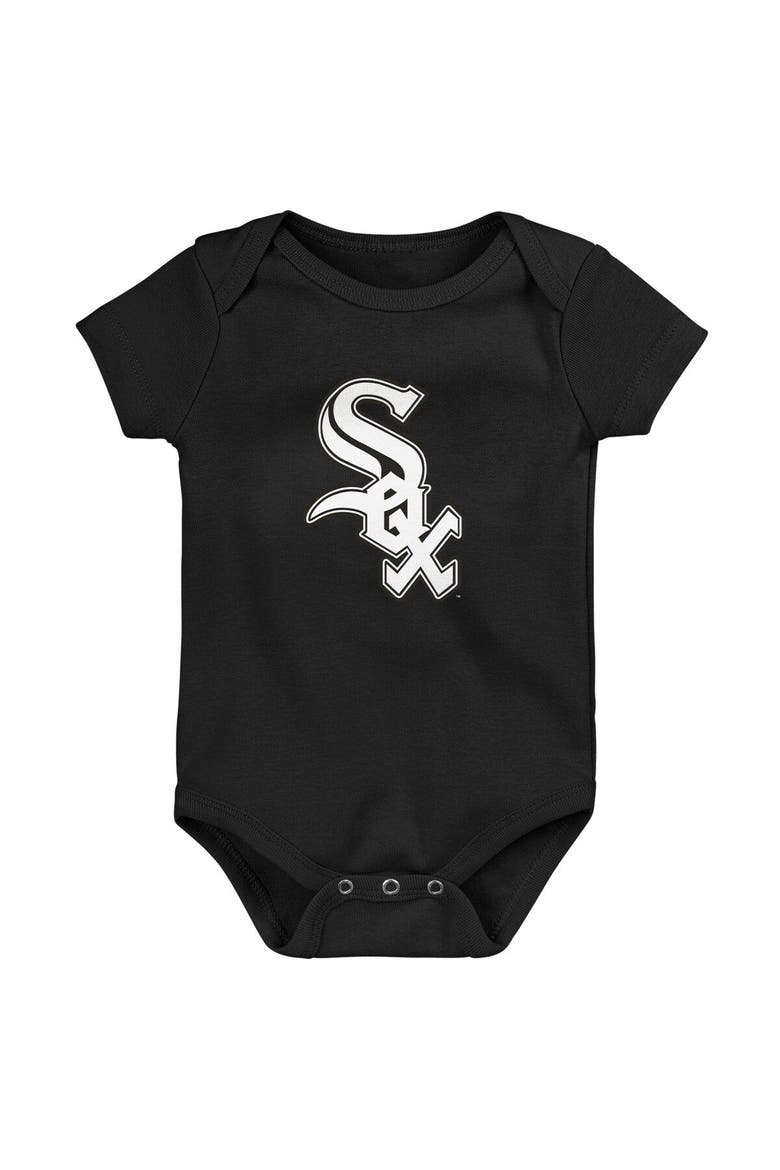 Newborn & Infant Black/White/Heather Gray Chicago White Sox Biggest Little Fan 3-Pack Bodysuit Set, Alternate, color, Black
