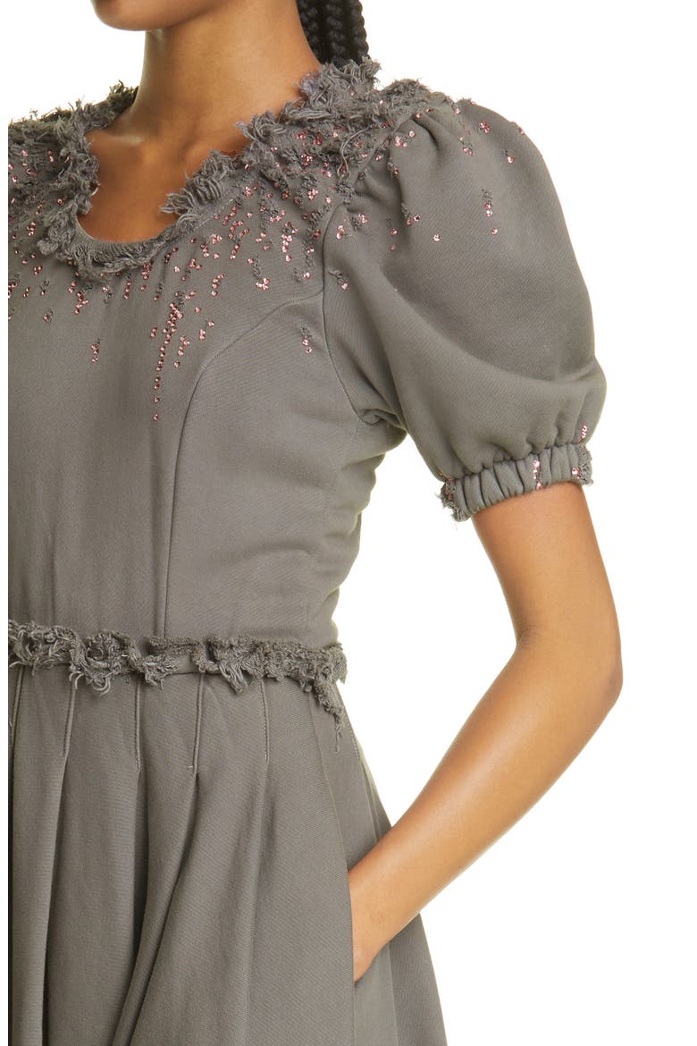 Crystal Embellished Puff Sleeve Dress, Alternate, color, GREY
