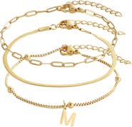 Adornia Set of 3 Tarnish Resistant 18K Gold Plated Chain Bracelets