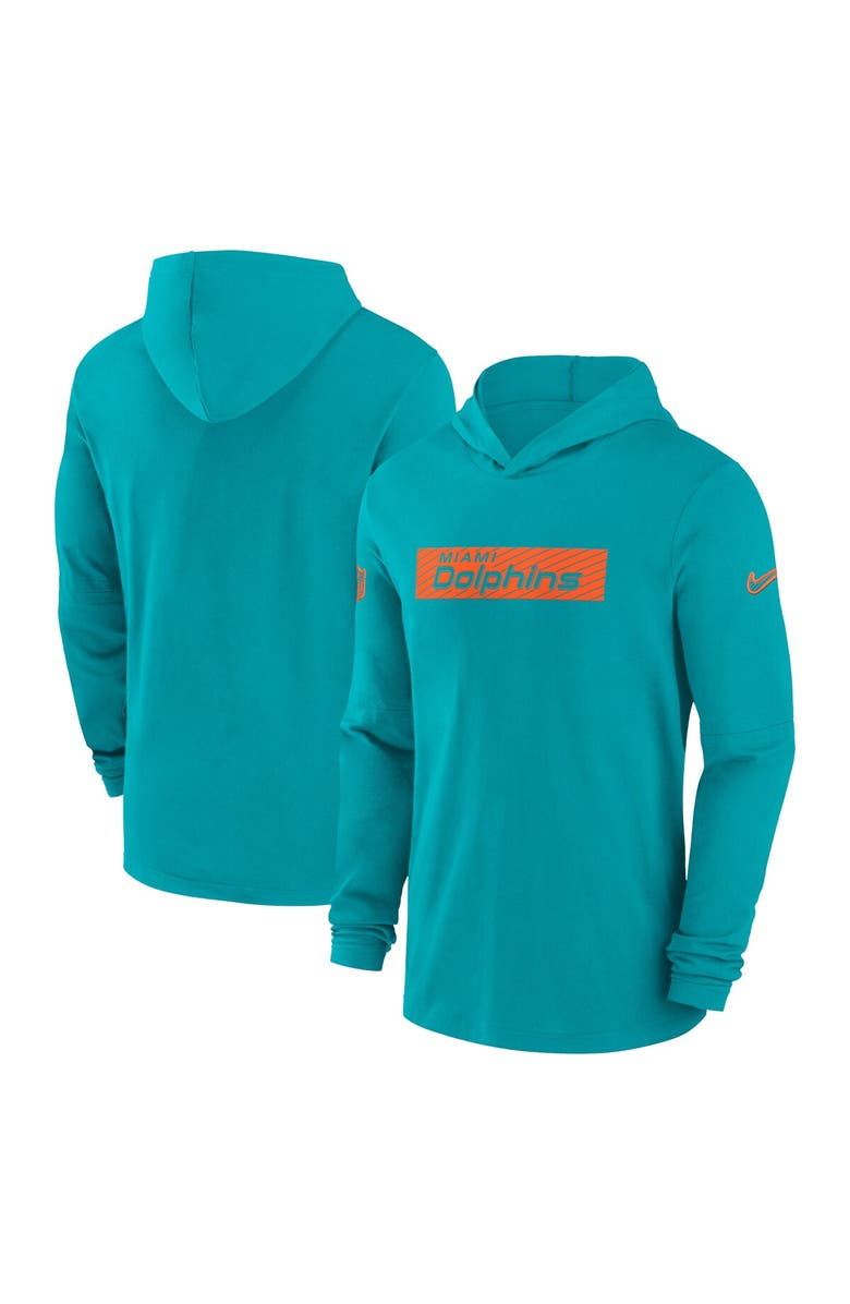 Nike Men's Nike Aqua Miami Dolphins Sideline Hoodie Performance Long Sleeve T-Shirt, Main, color, Aqua