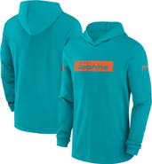 Nike Men's Nike Aqua Miami Dolphins Sideline Hoodie Performance Long Sleeve T-Shirt